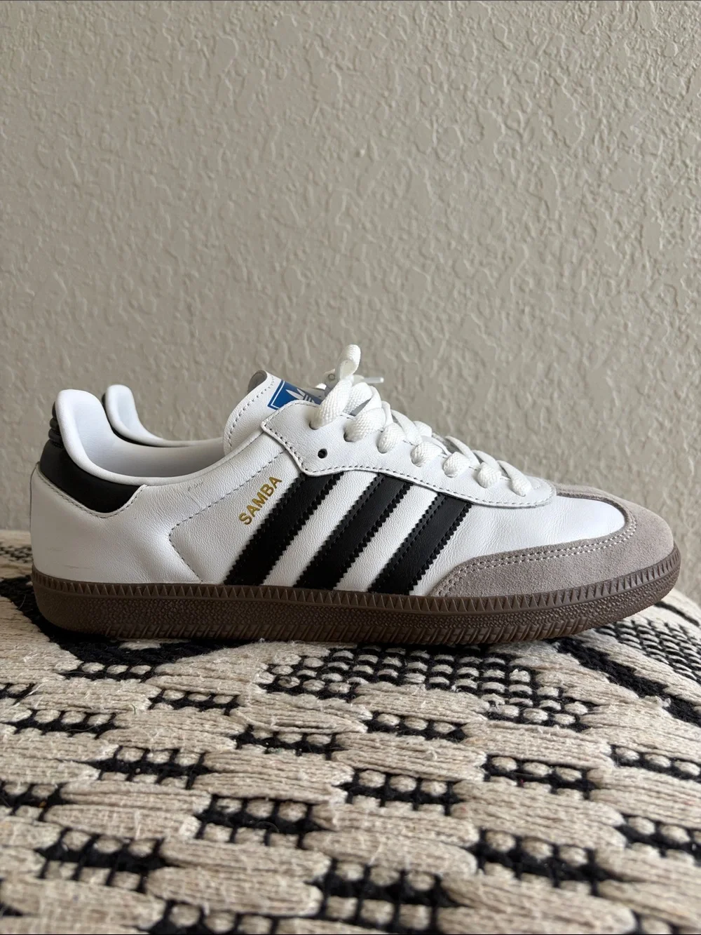 Adidas Samba White Black with Brown Gum Sole Sneakers
